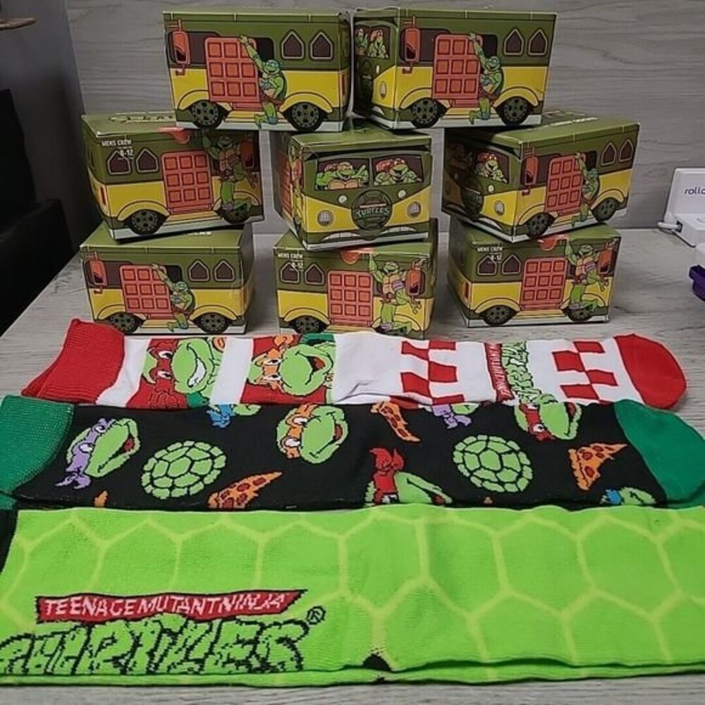 Teenage Mutant Ninja Turtles Crew Socks 3 Pair Cartoon Design - New